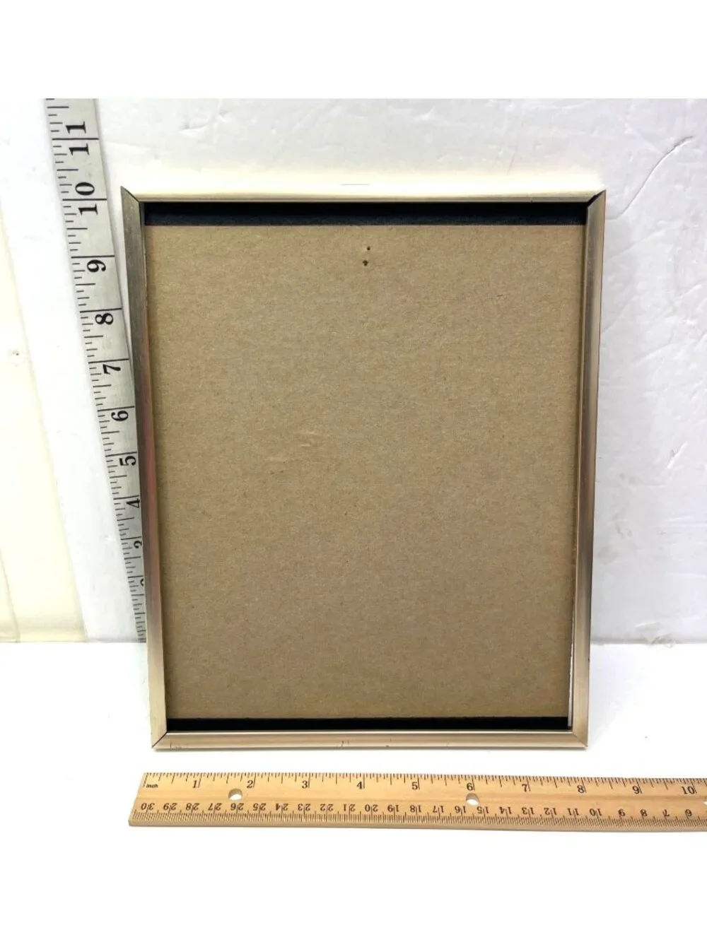 Gold Metal Picture Frame 8x10 Inches Black Backing & Hanging Hardware No Glass